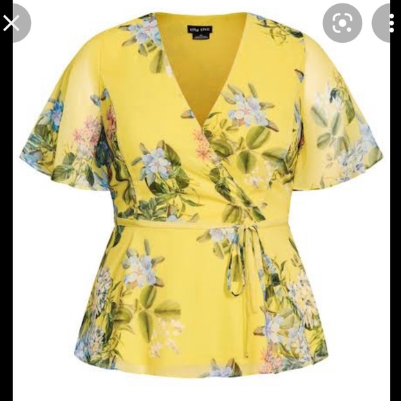 City Chic Sweet Garden Wrap top - Picture 2 of 5